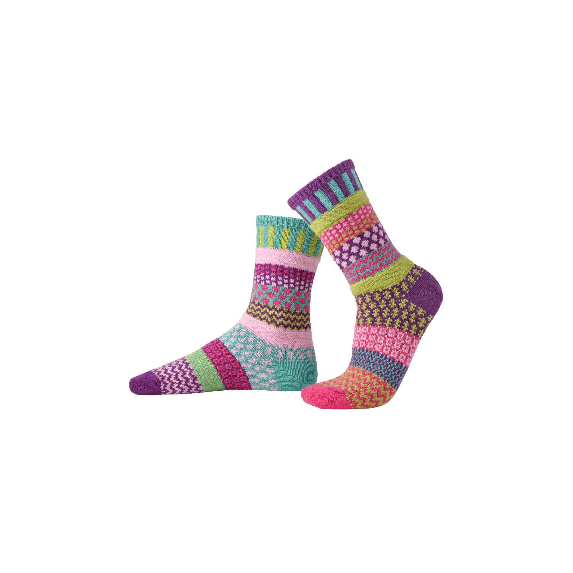Solmate Socks Dahlia Crew Socks - Mismatched, Recycled Cotton, Made in USA