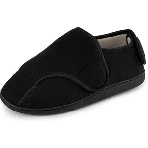 TIESTRA Men's Memory Foam Diabetic Boots Slippers Lightweight Comfortable Breathable No Sweat Edema Swollen House Shoes Adjustable Indoor/Outdoor Slip On Bedroom Slipper, Boy, Footwear Boy Footwear Flipflop Flipflop Cotton