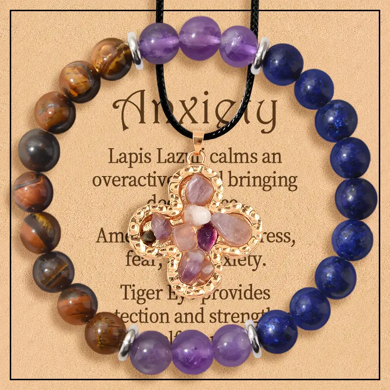 12 Styles Anxiety Necklace and Bracelet Set For Women,Christmas Gift For Friends