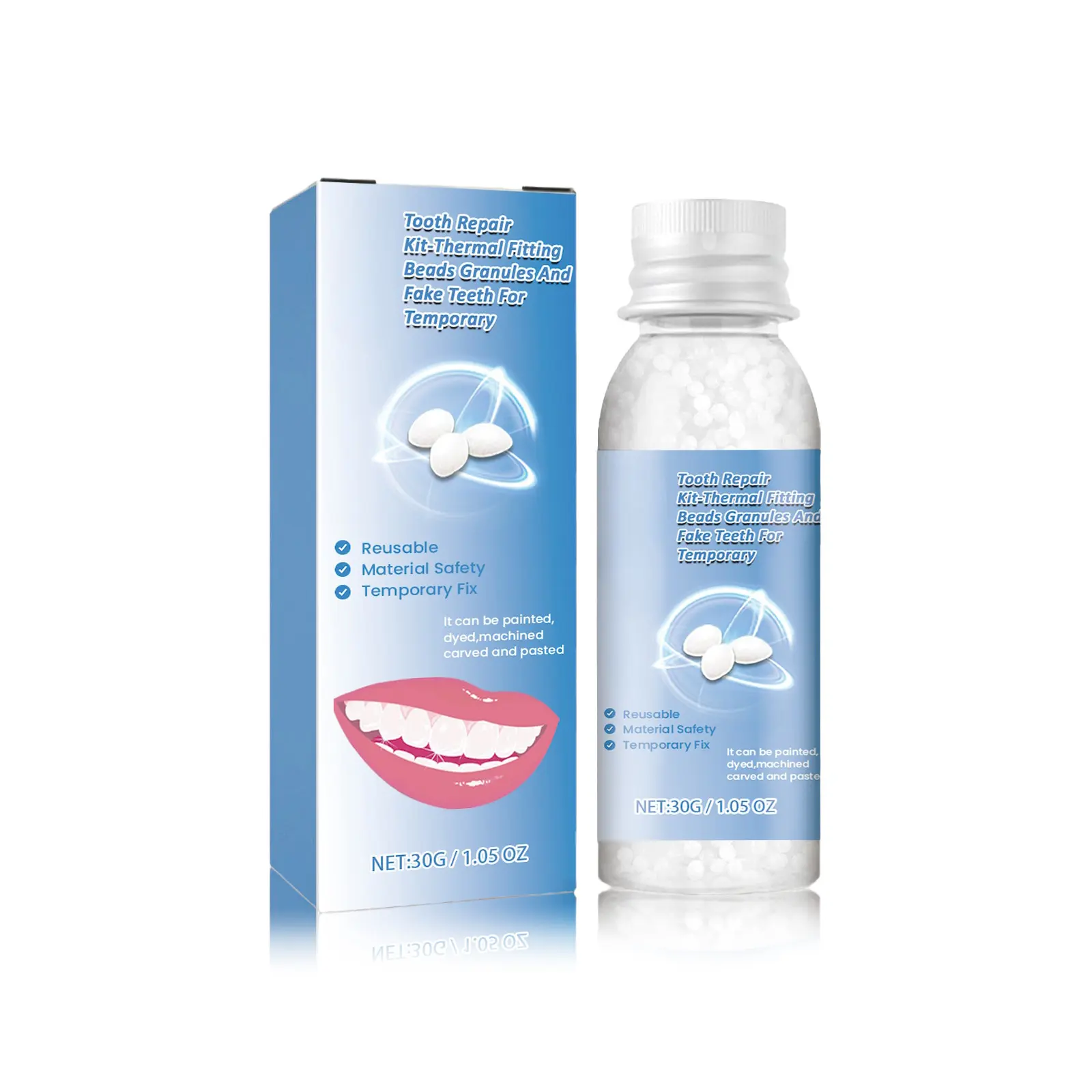 Temporary Tooth Repair Kit, Moldable Fake Teeth Beads for Filling Tooth Gaps & Cavities, Halloween Makeup Teeth Decoration Dental Gel