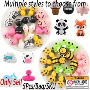 3D Silicone Beads Kit, 5 Counts/set Cute Animal Design Beads, DIY Jewelry Making Supplies for Bracelet Necklace Earrings Pendant, Handmade Crafts Handicraft