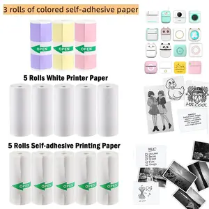 Mini Printer Thermal Paper Roll, Self-Adhesive & Regular Thermal Paper, Width 57mm Universal Pocket Thermal Printer for Portable Mini Printers