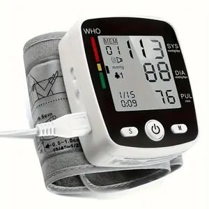 Wrist Blood Pressure Monitor Digital BP Monitor Rechargeable BP Machine With 2x99 Readings Memory Large LCD Display Voice Broadcast Portable Carrying