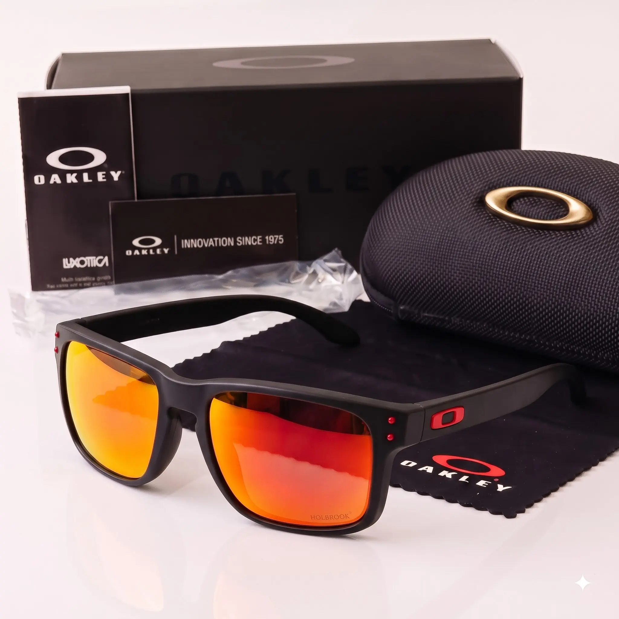 [Buy 2 get 1] Oakley Holbrook Polarized Sunglasses Square Frame Fire Mirror Lens UV Protection for Men Women