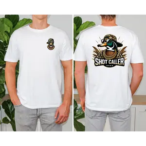 Shot Caller Duck Mens T-Shirt - Loose-Fitting Casual Tee with Gangster Duck Print