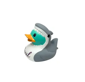 Personalized Blue Shark Custom Name Themed Rubber Duck Ducks - Medium Individual Vinyl Color Selectable
