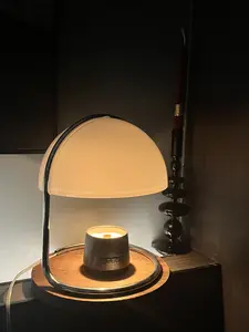 Mid-Century Glass Candle Warmer - No Flame, Adjustable, Safe Home Fragrance, Ambient Light, Table Decor for Room, Ideal Gift, Summer Vibes