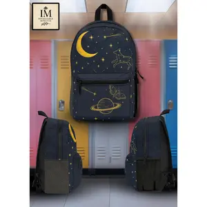 Gold Celestial Constellations Backpack – Premium Starry Night Astronomy Bag with Moon & Saturn Design