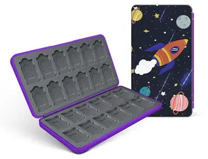 24 game Micro SD Cards Storage, Portable Game Card Case Gift Accessories with Magnetic Closure,Soft Lining and Protective Hard Shell (Spacecraft)
