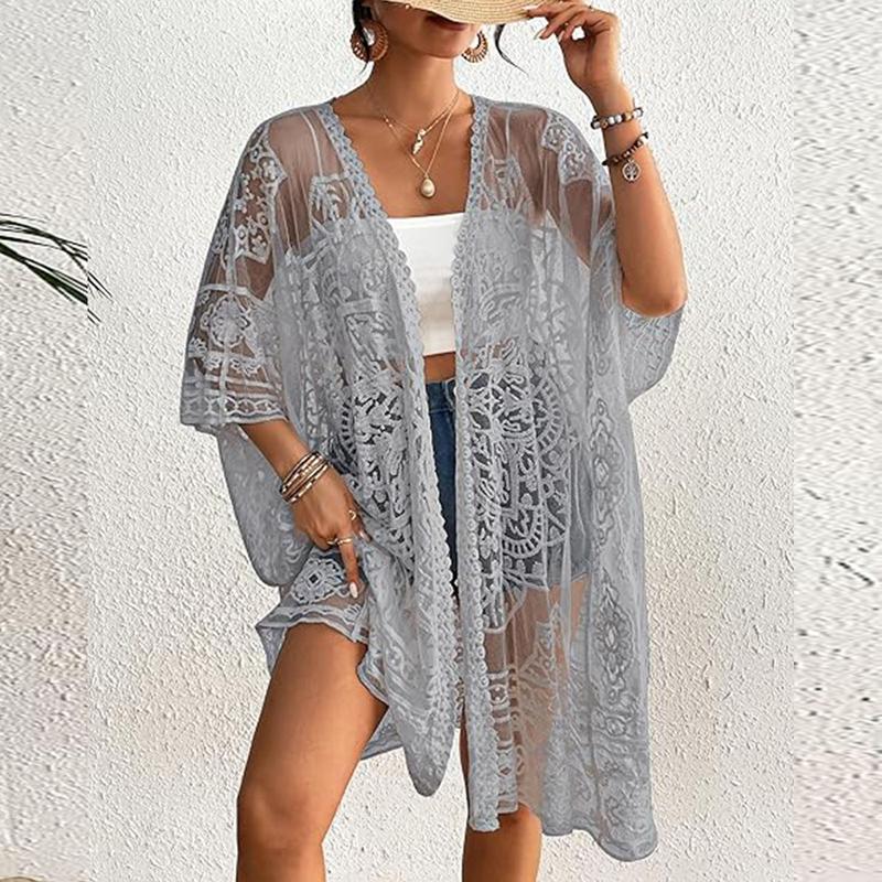 Women's Summer Long Flowy Kimono Cardigans Boho Chiffon Beach Cover Up Tops