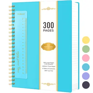 A4 Lined Spiral Meeting Notebook, 300 Pages 100GSM Thick Paper, PVC Waterproof Cover, 8.27in X 11.2in Office Accessories for School Work