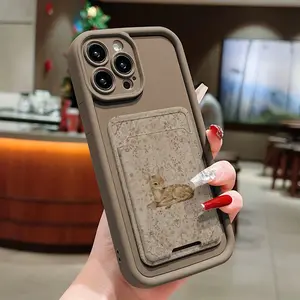 Two-Piece Set Self-Adhesive Card Holder Phone Case Cover, Vintage Deer Flower Pattern Tpu Anti-Drop Protection, Fits iPhone 6/7/8/x/11/12/13/14/15/16/17 Pro Max