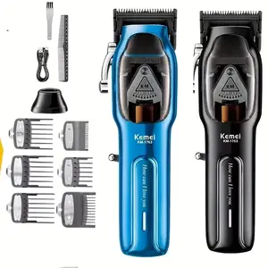 Kemei 1763 Barber 9000 RPM Electric Hair Clipper Rechargeable Professional Hair Trimmer with Charging Base Cordless Hair Cutting hair cutting machine