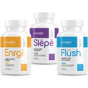 One8e Total Body Reset Bundle - Flüsh + Enrgï + Slẽpẽ - Detox, Energy and Sleep Support - Supports Gut Health, Consistent Energy and  Restful Sleep With All Natural Ingredients Made in the U.S.A. - Healthcare, Fitness, Gut Health, Sleep Supplement Dietary