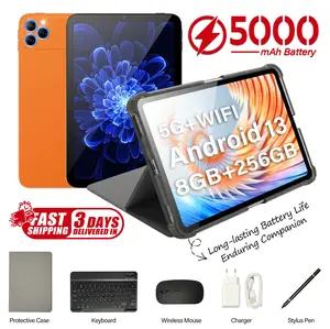 2026Ultra Slim Android Tablet with Accessories Kit,8GB RAM 256GB Storage, 10.1” Full Touch Display, Up to 1TB Expandable Tablet Bundle with Keyboard,Case,Stylus,Pre -installed Screen Protector,Perfect For Students,Bussinessman Gift,Black to School Gift