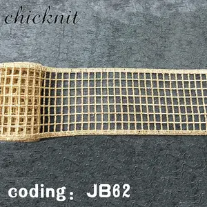 CHICKNIT 55mm Width Golden Reseau Guipure Lace Ribbon, Made with Environmental Metallic Embroidery Thread, Customizable Colors for Sewing Dress Accessories, JB62 Coding
