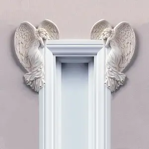 Door Frame Angel Decor Statues Ornaments Distressed Sculpture Left or Right Corner  Wall Crafts  Ornament for Decoration 6.3x4.3in