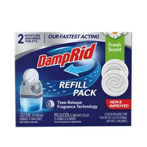 DampRid Drop-In Tab Moisture Absorber Starter Kit (2-Pack), Fast-Acting 360° Ventilation System, for Reusable Dehumidifier Starter Kit, Eliminates Musty Odors in Bathrooms Basements Laundry Rooms, Septic Safe, Scented or Fragrance Free Tabs.