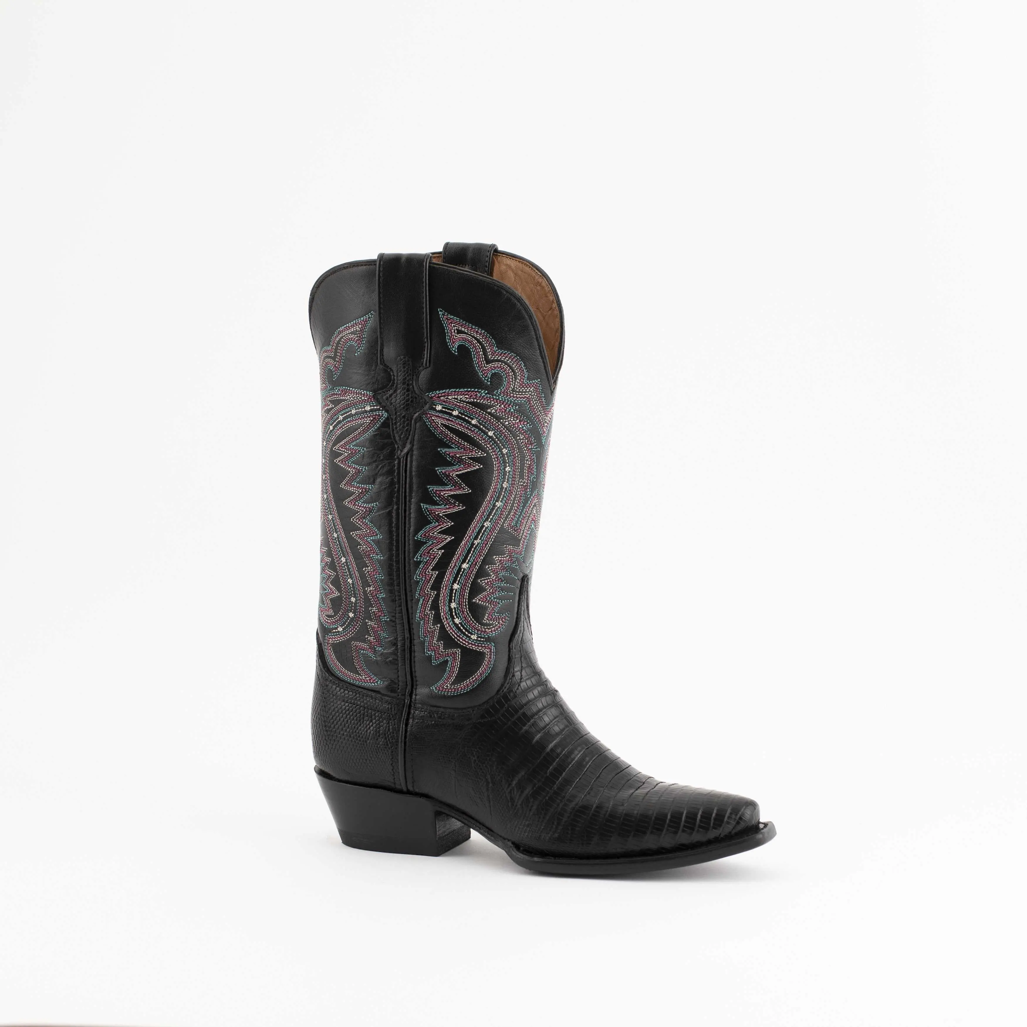 Women's Ferrini Taylor Teju Lizard Boots Handcrafted Black