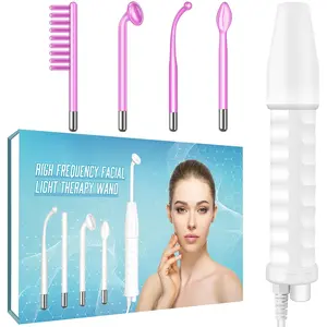 PhotoTherapy Device High Frequency  Wand Machine with Argon Tubes for Face Chin Neck Hair,  Skin Wand Machine with 4 Different Tubes