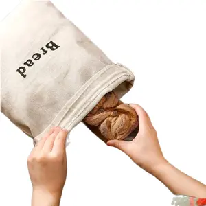 Linen Bread Bags for Fresh Bread Daily - Eco-Friendly Reusable Washable Storage Bags for Homemade or Bakery-Bought Bread - Utensils Organiser Nature