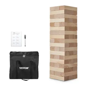 VEVOR Tumbling Timber Toy,  54 Blocks Large Tumble Tower Blocks Game, Pine Wood Tumbling Tower Game with Carry Bag and Scoreboard, Wooden Stacking Game, Tumble Tower Family Games for Indoor/Outdoor