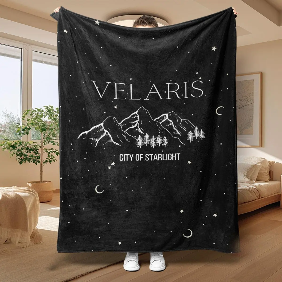 Velaris City Of Starlight Pattern Blanket, Slogan Print Blanket, Soft Throw Blanket, Cozy Blanket Throw, Air-conditioned Room Blanket, Warm Nap Blanket for Home Office Travel