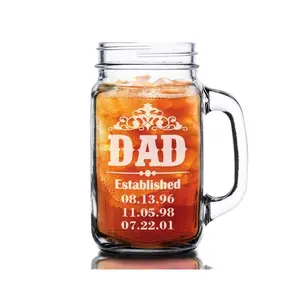 Dad Daddy 16oz Mason Jar Personalized from Kids for Papa Godfather Husband Birthday Gift for Him Fathers Day Christmas Grandpa Gifts New Dad