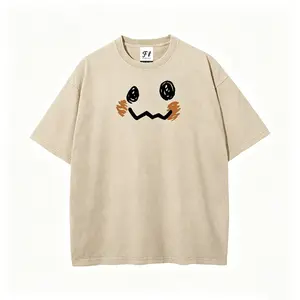 Men's Oversized Retro Round Neck Short-Sleeve "Pocket Monsters" Graphic T-Shirt - S-5XL Unisex Washed Batik Cotton, Super Soft Pre-Shrunk Streetwear Top, Shortsleeve
