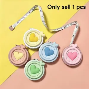 Compact Heart-Shaped, Dual Inch & CentimeterScale, Retractable Measuring Tool for Body,Clothing DlY, Macaron Colors, Portable Tape Measure