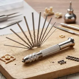 Mini Aluminum Alloy Manual Drill Set, Keyless Chuck Portable Hand Drill, Precision Micro Tool Kit for DIY Model Making, Jewelry, Woodworking, and Student Crafts