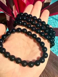 10mm Black Obsidian Bracelet | Natural Volcanic Glass Beaded Stretch Bracelet