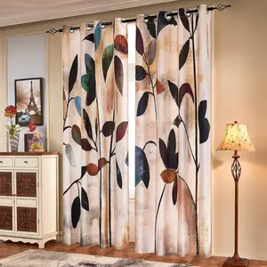 Printed Curtains Room Darkening for Bedroom Living Room  Room Dining Room Valance Colorful Window Drapes 2 Panel Set (52'' x 63'', Brown)
