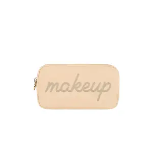 Stoney Clover Lane Sand Makeup Embroidered Small Pouch in Sand