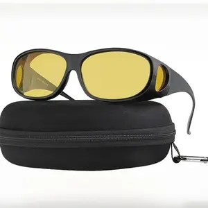 Night Driving Glasses Fit Over for Men Women Anti Glare Polarized Night Vision HD Yellow Lens Wrap Around TR90 Frame TAC Lenses