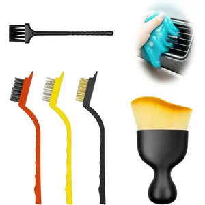 Interior Detailing Brush Cleaning Kit, Soft Bristle Dusting Brush, Wire Brush Set,  Cleaning Gel,  Accessories Essentials Supplies Tools for Auto,,SUV,RV(6PCS )