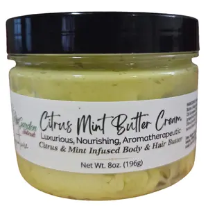 Citrus-Mint Butter Cream - Luxurious Nourishing Aromatherapeutic Grapefruit Lime Lemon Peppermint Tea Tree Moisturizers for Radiant Skin Repair