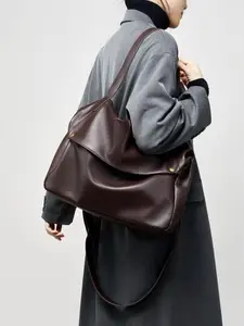 New Large-Capacity Single-Shoulder Genuine Leather Bag Soft Tote Simple Casual Women's Handbag