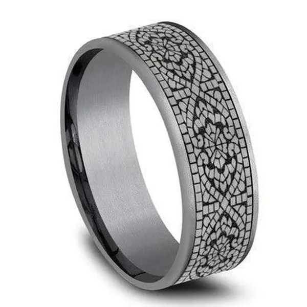 Benchmark Tantalum and Black Titanium Mosaic Pattern -7.5mm