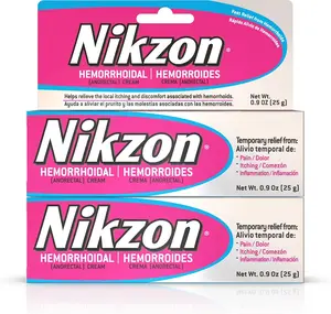 Nikzon Hemorrhoid Treatment Cream, 2 Pack, Vasoconstrictor & Anesthetic, Fast Soothing Relief from Pain, Itching, Burning & Inflammation, 0.9 oz