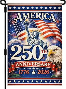 250th Anniversary American Garden Flag, 1776-2026 Commemorative Yard Banner, Double Sided 250 Years Patriotic USA Flag Banner for 4th of July Memorial Day Outdoor Decoration 12*18inch