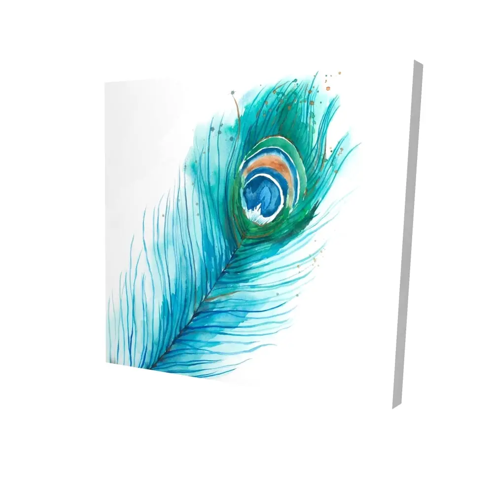 Begin Home Decor 2080-2424-AN357 24 x 24 in. Long Peacock Feather Canvas - Romantic Bedroom Wall Art Decor