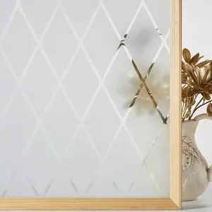 Lattice Frosted Window Film Window  Film Static Cling Window Vinyl Opaque Glass Sticker Non Adhesive Anti-UV 17.7x157.4 inches