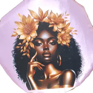 Lavender Goddess Satin Bonnet – Golden Floral Queen Art, Luxury Hair Bonnet