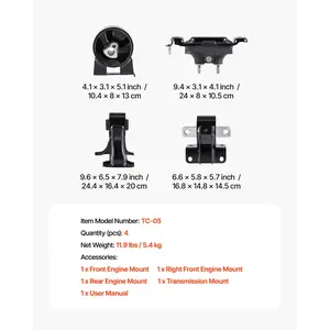 VEVOR Engine Motor Mount and Transmission Mount Kit Replacement, Set of 4, Compatible with 2008-2010 Chrysler Town Country 3.3L, Replace OE# A5654, A5480, A5465, A5493, Secure Support