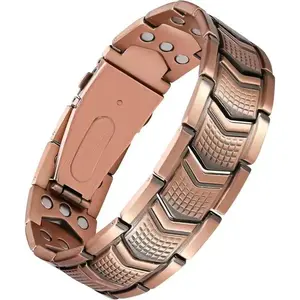 ​​ Premium Copper Bracelet for Men - Features a Secure Fold-Over Clasp, an Ideal Jewelry Gift