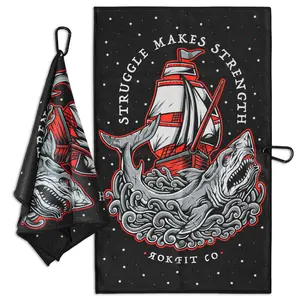 RokFit Gym & Golf Towel – Multi-Use, Quick-Dry, Durable Utility Towel with Bold Graphic and Carabiner Clip (Struggle Makes Strength)
