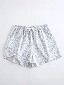 Women's Leopard Print Shorts, Loose-Fitting Casual Summer Pants, Elastic Waist Drawstring Design, Trendy Sportswear for Ladies, Leopard Workout Shorts