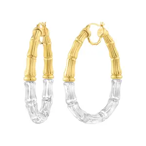 Duchess Clear and Gold Bamboo Hoop Earring