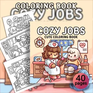 1pc Cute and Creative Adult Coloring Book, high-quality coloring paper, full of details of diverse professional scenes, suitable for artistic creation and collection, leisure and entertainment, relaxation and stress relief, and a Christmas gift.